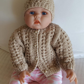 Jenna - babies 8ply lace cardigan