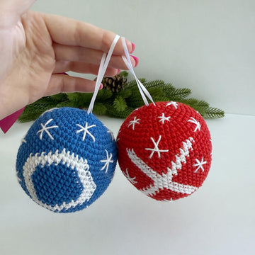 Red X Blue O Christmas ball ornament