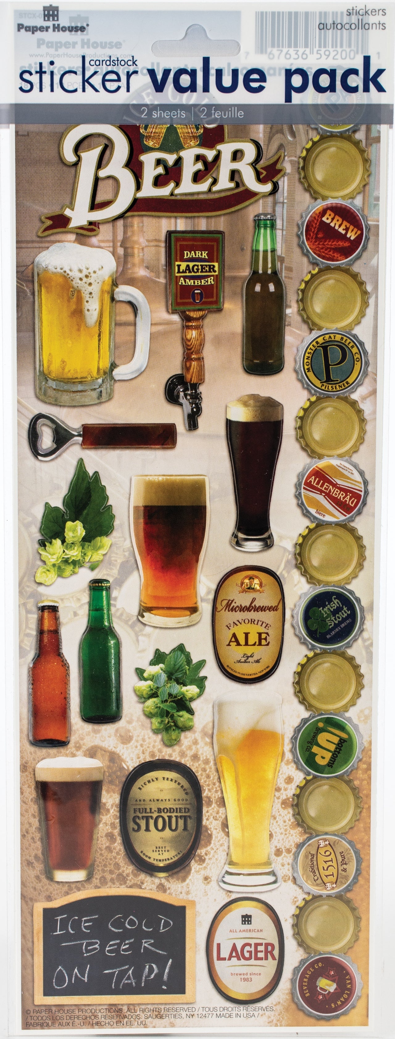 Paper House Cardstock Sticker 2/Pkg - Beer & Wine