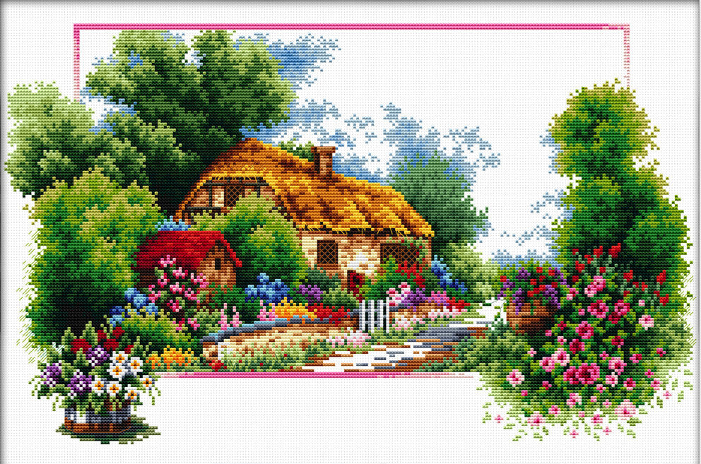 Needleart World English Cottage Lane No-Count Cross Stitch Kit - 42 x 25cm (Multi)