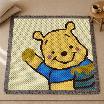 The Pooh Honey Pod Blanket C2C CROCHET PATTERN 90x90 Squares Winnie Afghan