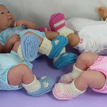 Premature Tiny and Newborn Baby Sock and Slipper Booties 4 designs