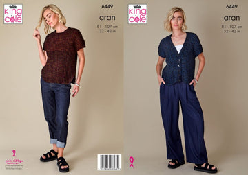 Tunic & Cardigan 6449 knitted in King Cole Firefly Aran