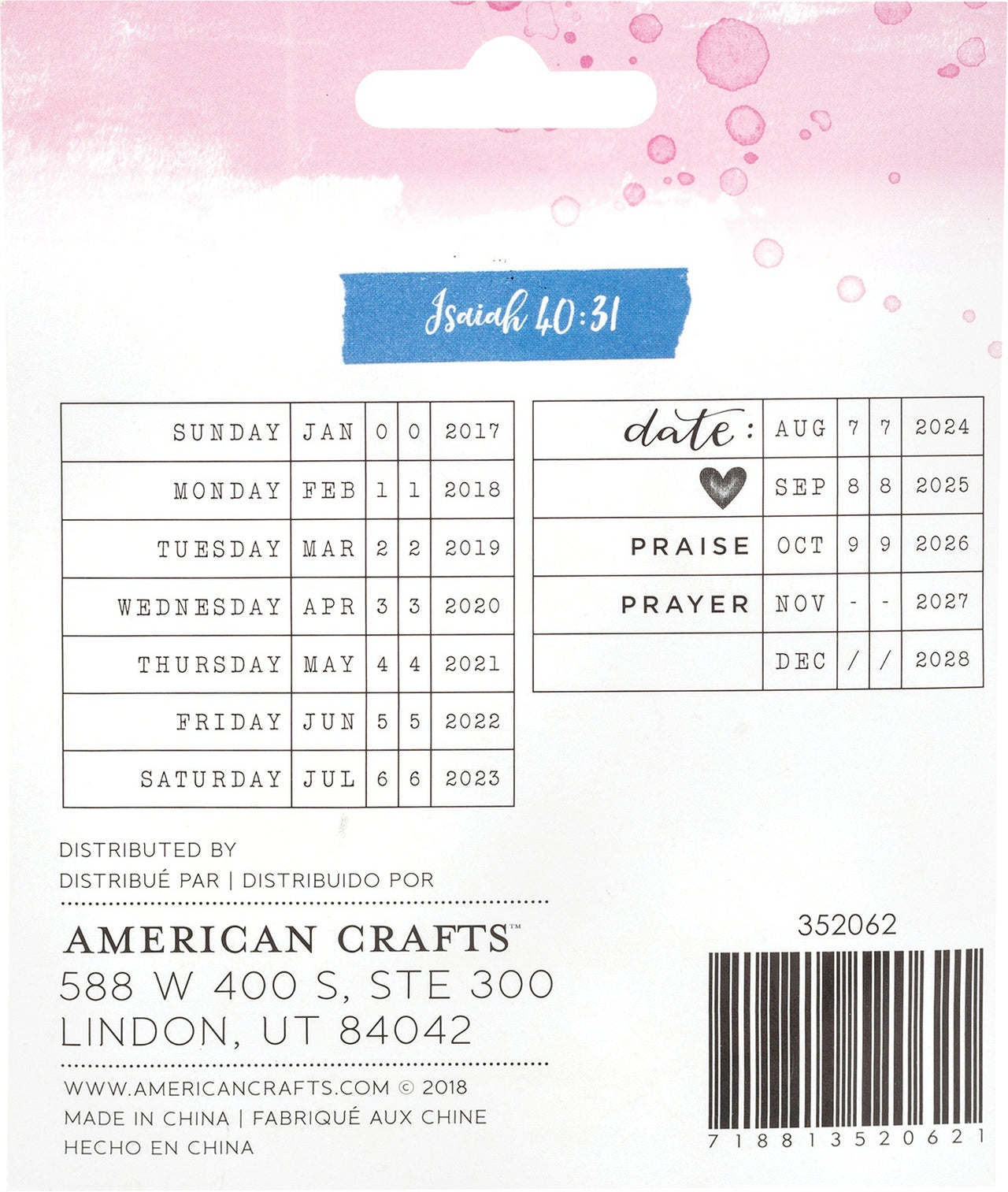 American Crafts Creative Devotion Rotary Stamp - Dates & Words