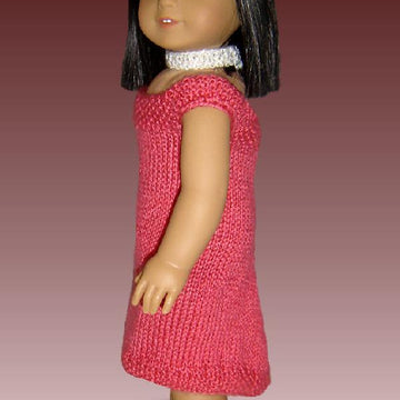 Fits American Girl. Knitting pattern, doll clothes, dress 035