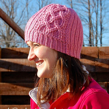 "Knit-Look" Cabled Hearts Beanie