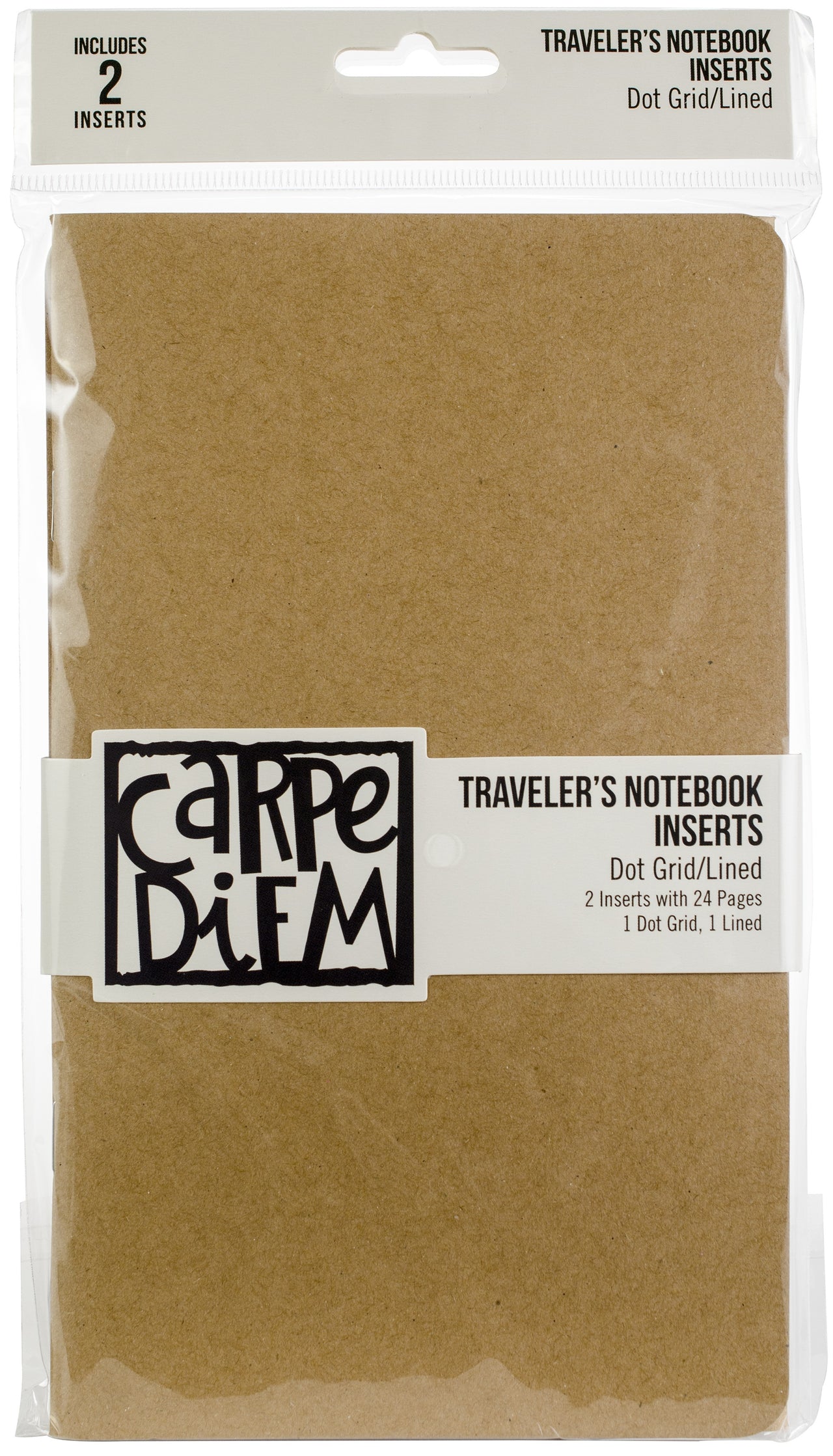 Carpe Diem Traveler's Notebook Inserts 5"X8.25" 2/Pkg - One Dot Grid/One Lined