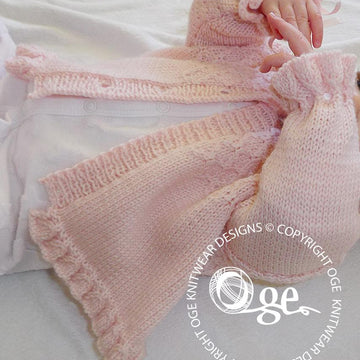 Baby girls sweater with detailed bodice and frilled hemline and cuffs - P025