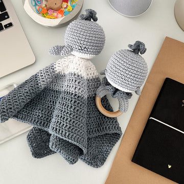 Whale Baby Lovey Blanket & Rattle Crochet Pattern PDF – Cute Stuffed Toy Tutorial