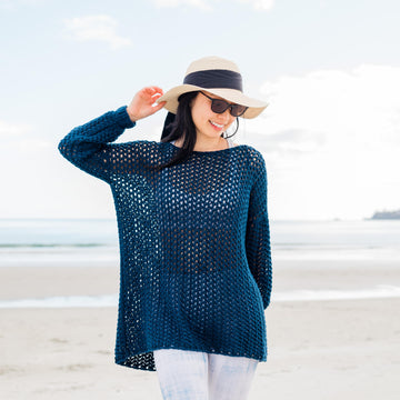 Tide Knot Cover Up Mesh Sweater