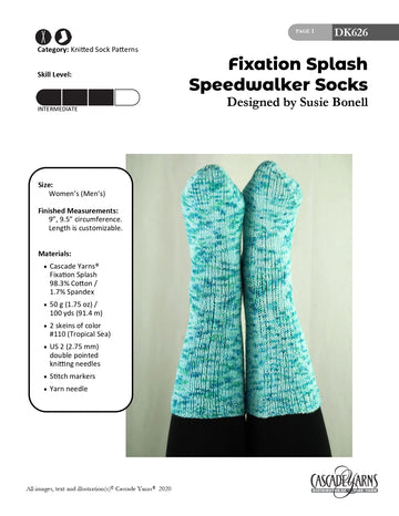 Speedwalker Socks in Cascade Yarns Fixation Splash - DK626 - Downloadable PDF