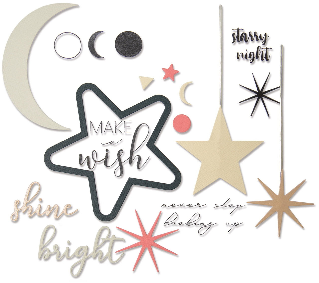 Sizzix Framelits Die & Stamp Set By Sophie Guilar 9/Pkg - Make A Wish