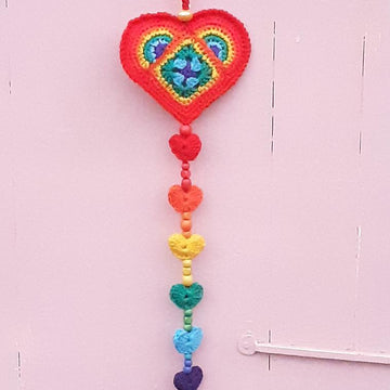 Happy Hippie Rainbow Hearts Applique Pendant