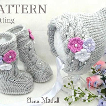 Baby Girl Newborn Infant Baby Bonnet and Baby Shoes Knitting PATTERN