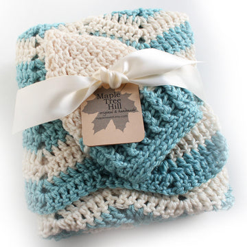 Seafoam Layette Baby Hat & Blanket Set US TERMS 1928