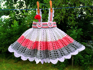 Pink White Grey Baby Dress