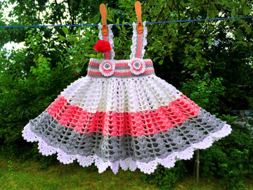 Pink White Grey Baby Dress