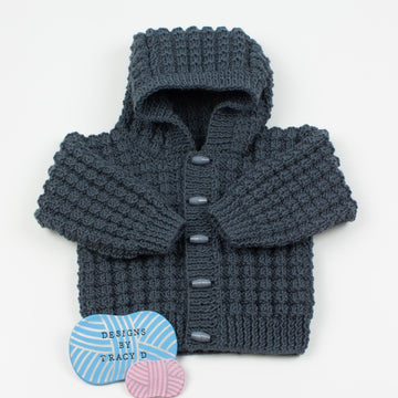 Baby hoody knitting pattern Logan