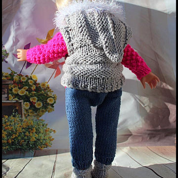Knitting Pattern OG1 Jeggings, Sweater, Bodywarmer & Boots to fit 18 inch Fashion Doll