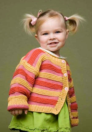 Striped Cardi in Lion Brand Cotton-Ease - 60448