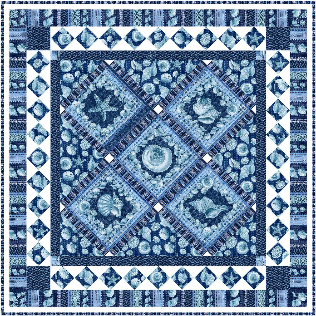 Michael Miller Fabrics Sailor's Valentine Blue Quilt - Downloadable PDF