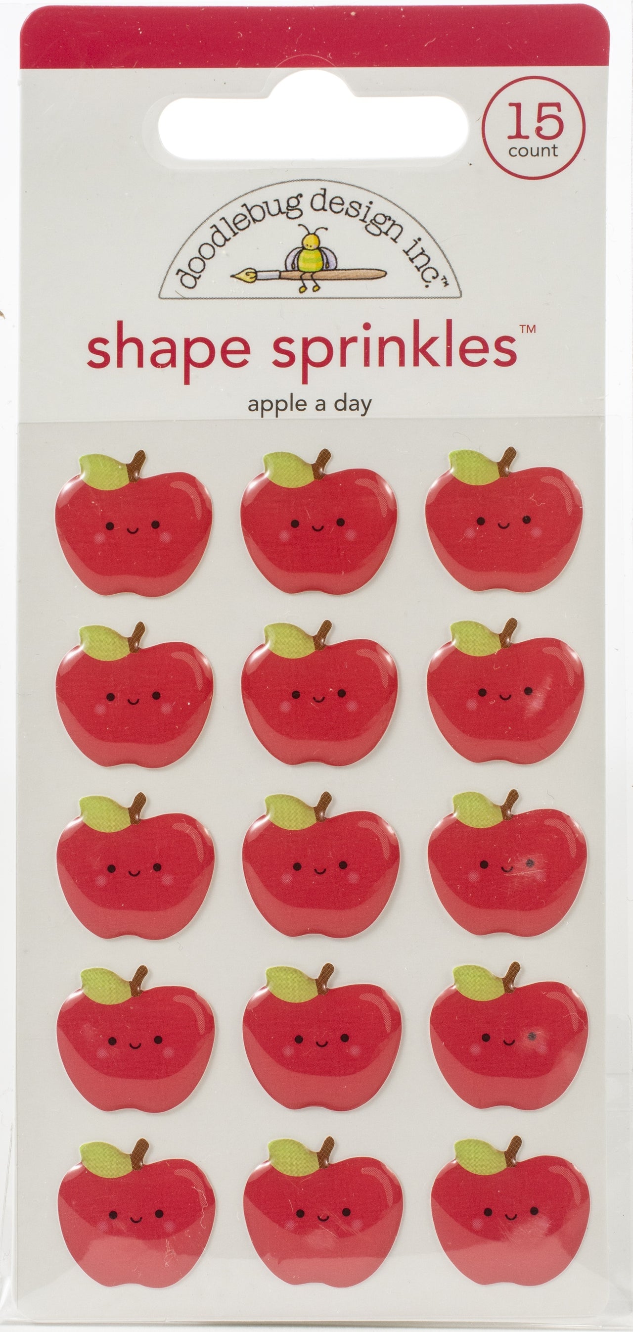 Doodlebug Sprinkles Adhesive Glossy Enamel Shapes - Apple A Day, School Days