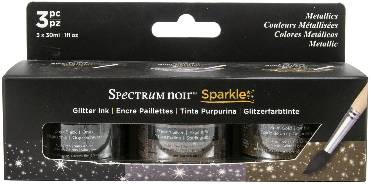 Crafter's Companion Spectrum Noir Sparkle Glitter Inks 1oz 3/Pkg - Metallics