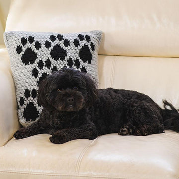 Woodgreen - Mini Paw Prints Cushion Crochet