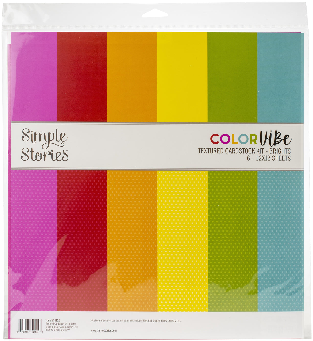 Simple Stories Color Vibe Double-Sided Paper Pack 6/Pkg - Brights