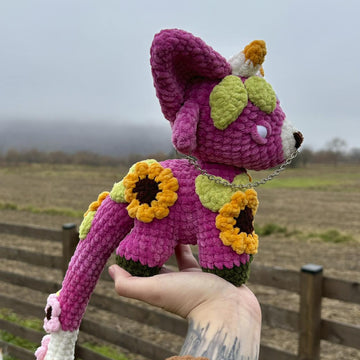 Pink Floral Monster | Crochet Pattern | Pink mysterious creature with flowers and leaves
