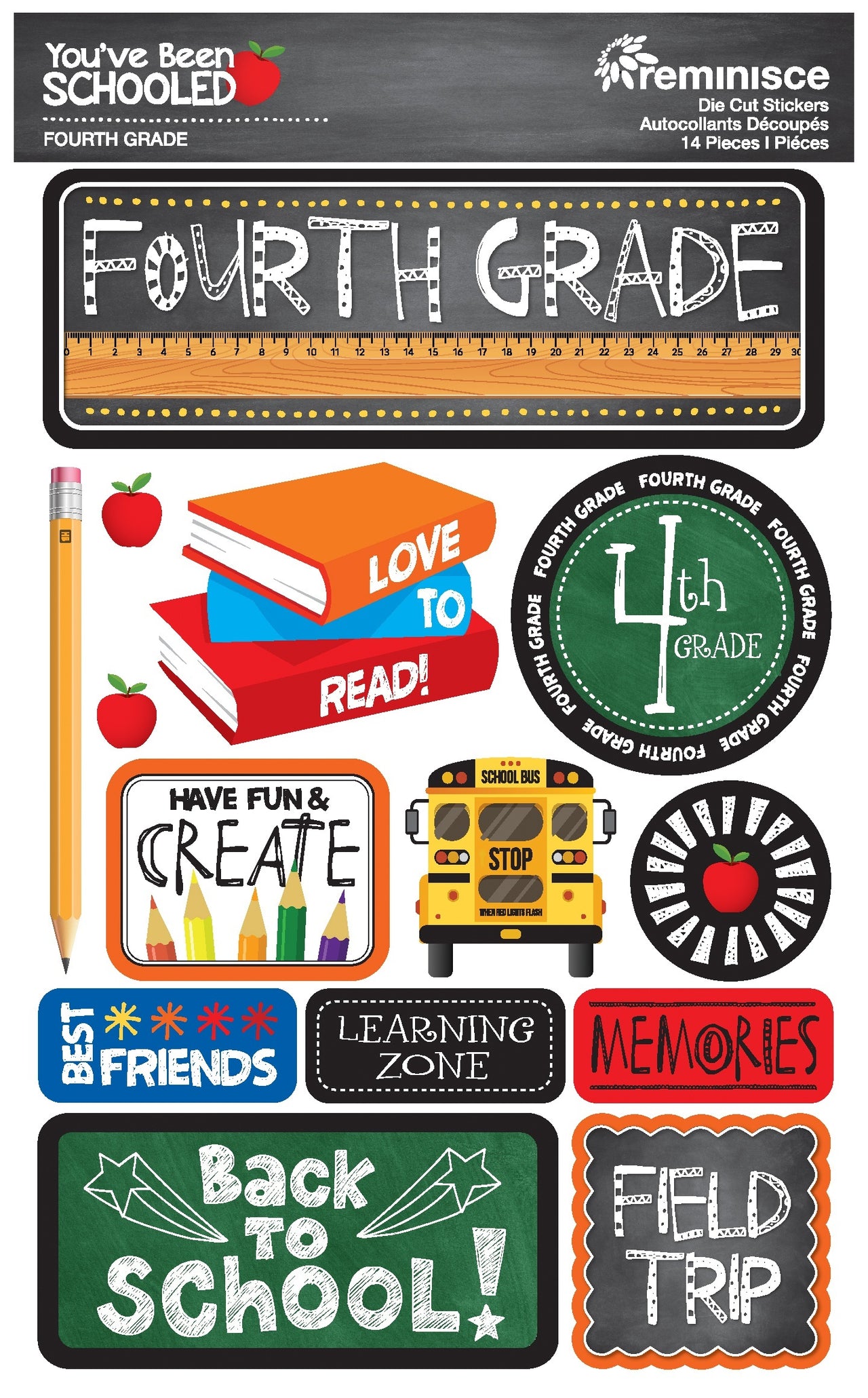 Reminisce You've Been Schooled 3D Dimensional Stickers - 4th Grade