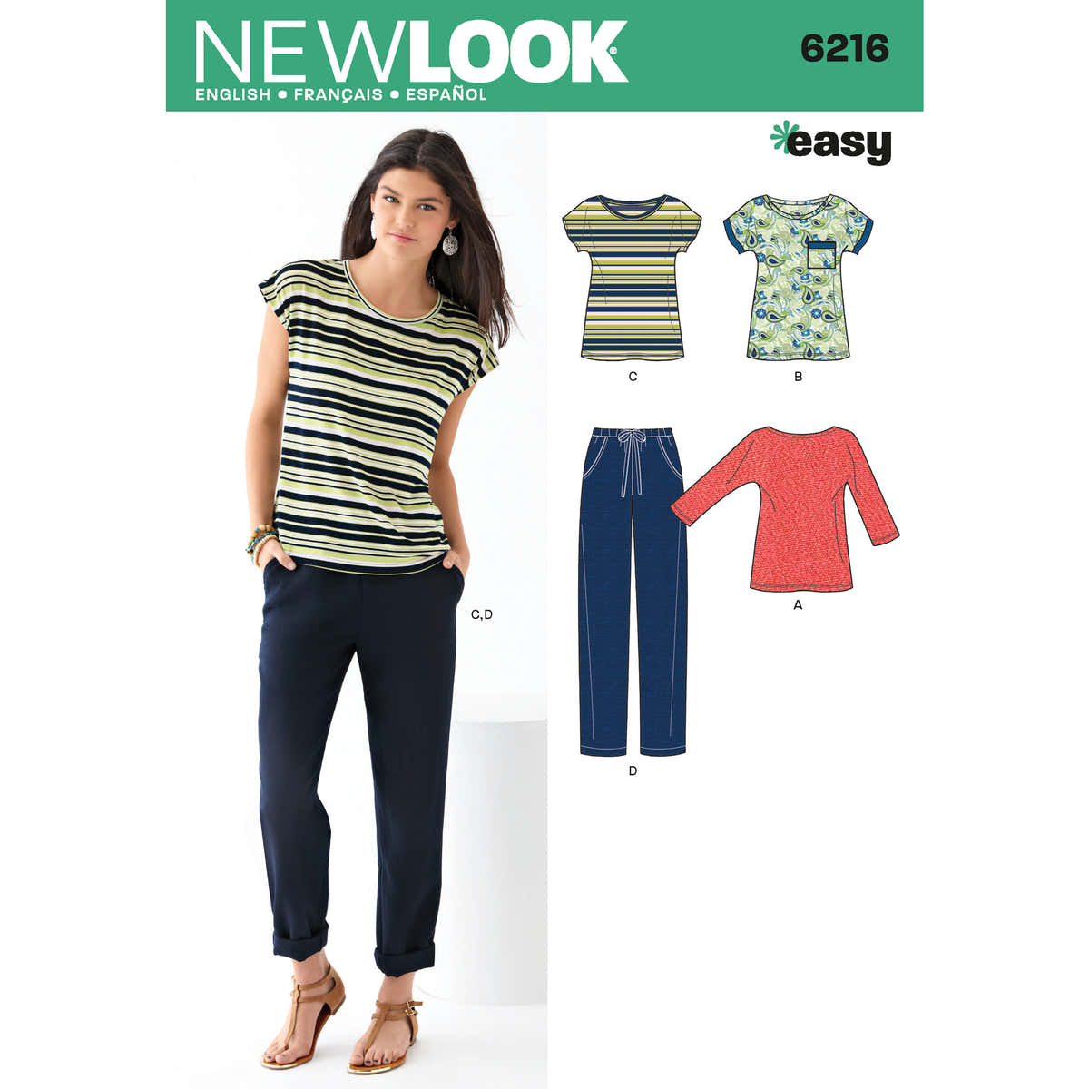 New Look Misses' Knit Tops and Pants 6216 - Paper Pattern, Size A (8-10-12-14-16-18)