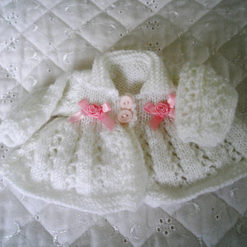 Knitting pattern 10" Dolls Matinee Coat, Hat and Leggings