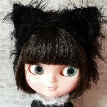 Lucky Black Kitty dress and headband for 12" Blythe