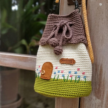 Fairy house crossbody bucket bag crochet pattern T17