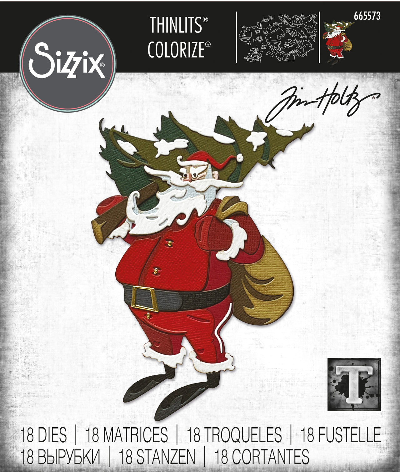 Sizzix Thinlits Die Set 18PK - Woodland Santa, Colorize
