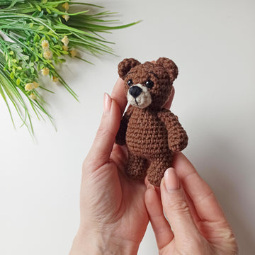 Crochet teddy bear, amigurumi bear keychain