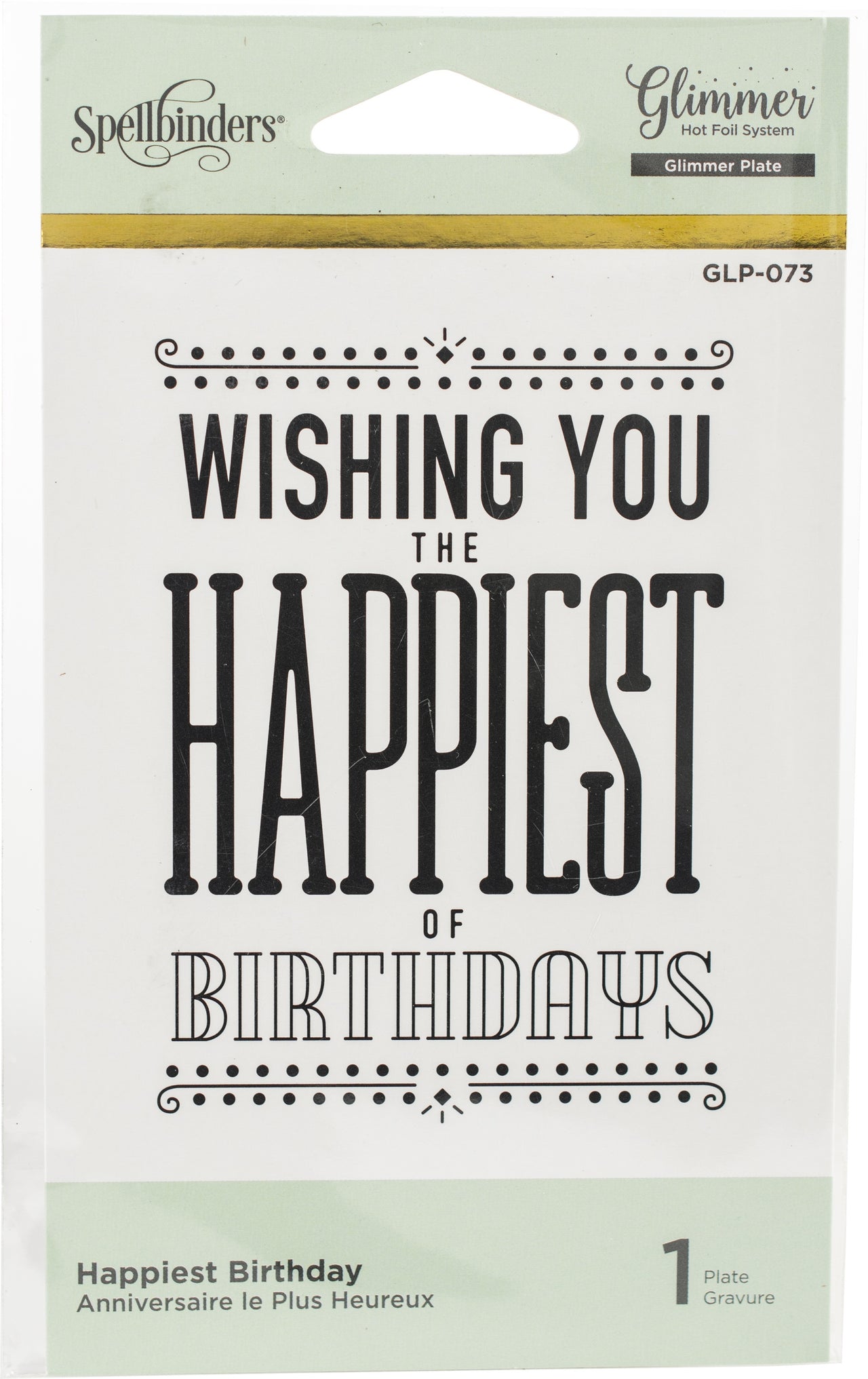Spellbinders Glimmer Hot Foil Plate - Happiest Birthday