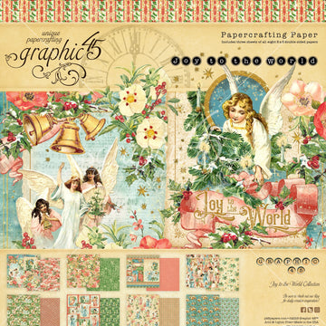 Graphic 45 Double-Sided Paper Pad 8"X8" 24/Pkg - Joy To The World, 8 Designs/3 Each
