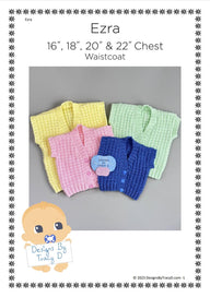 Ezra Baby waistcoat/Vest knitting pattern 16 - 22 inch chest sizes