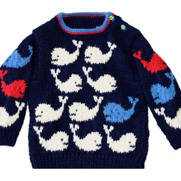Pod of Whales Baby Sweater and Hat
