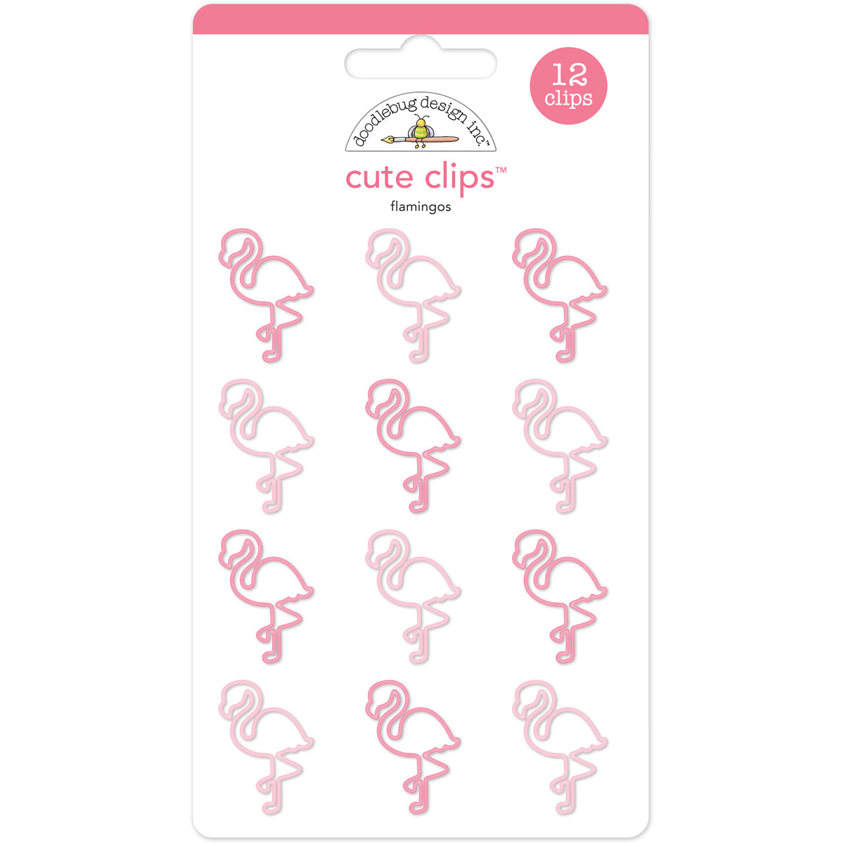 Doodlebug Cute Clips 12/Pkg - Flamingos