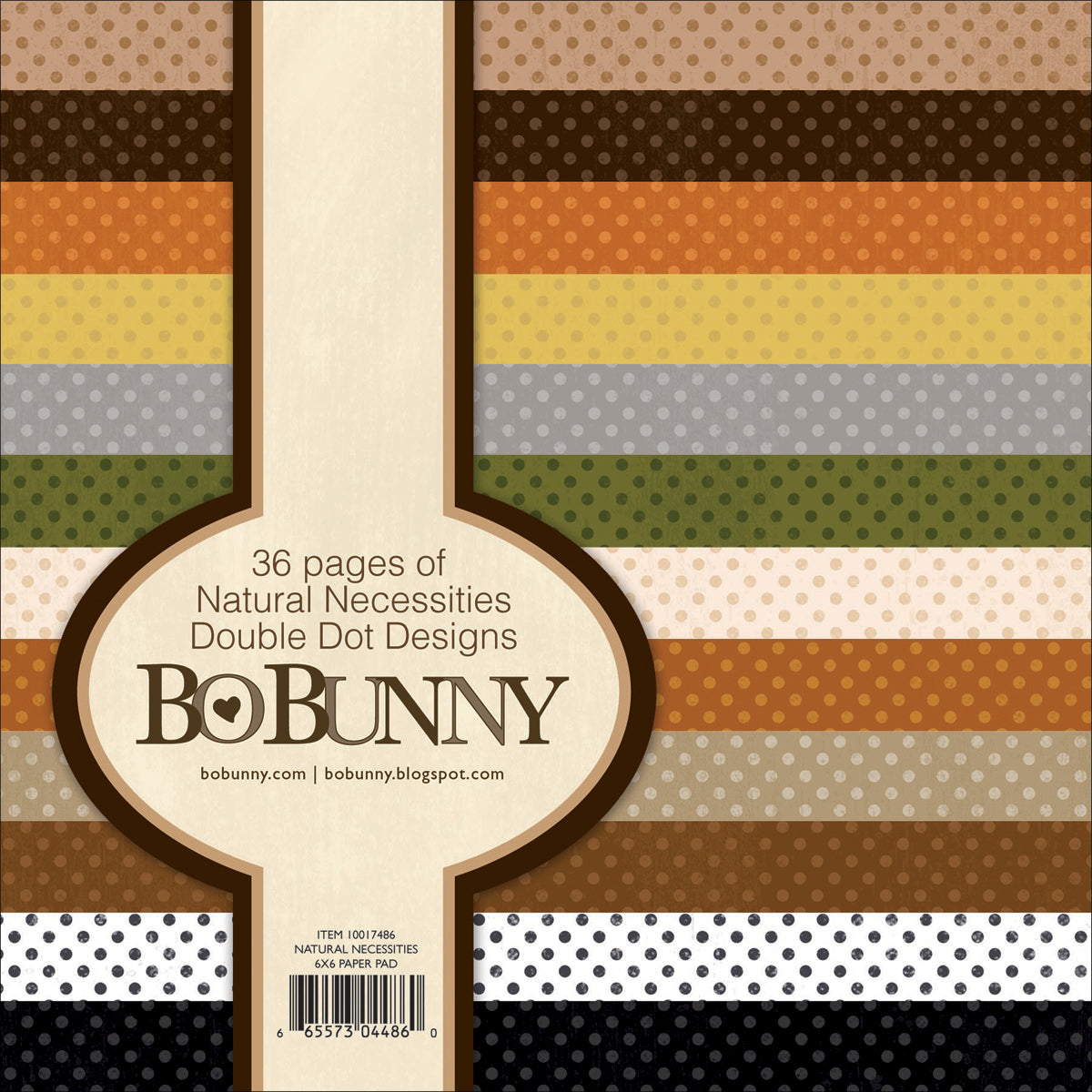American Crafts BoBunny Double Dot Paper Pad 6"X6" 36/Pkg - Natural Necessities, 12 Colors/3 Each