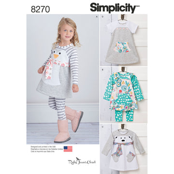 Simplicity Toddlers' Knit Sportswear from Ruby Jean's Closet 8270 - Paper Pattern, Size A (1/2-1-2-3-4)