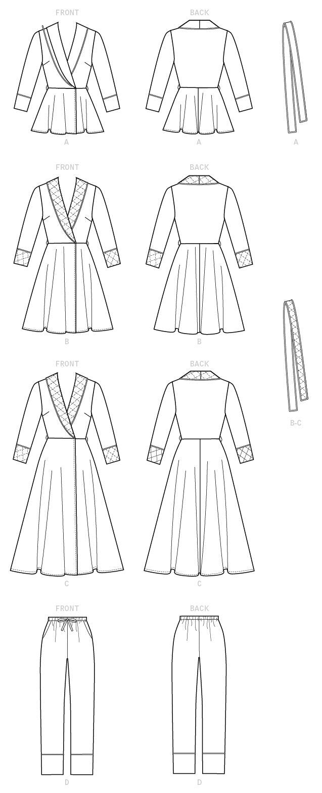 McCall's Misses' Jacket, Robe, Pants and Belt M7875 - Sewing Pattern