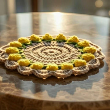 Crochet Round Coaster Pattern PDF + Video Tutorial – Easy Beginner Crochet Table Decor