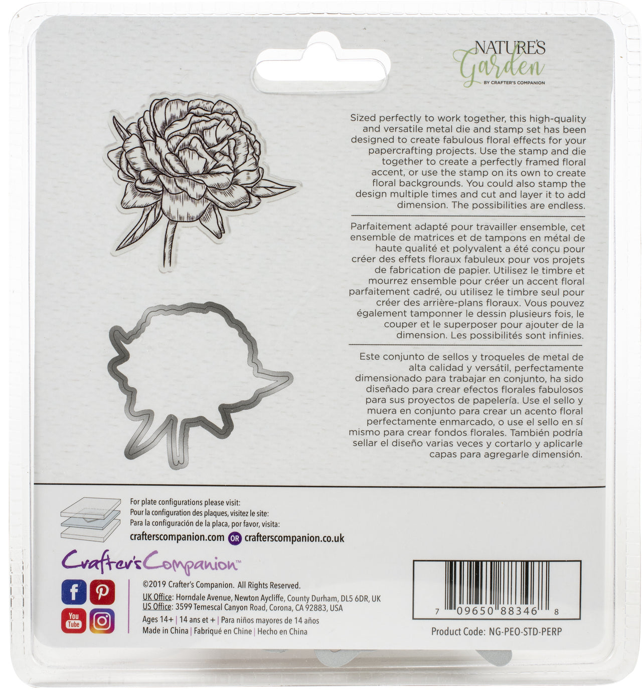 Crafter's Companion Nature's Garden Peony Stamp & Die - Perfect Peony