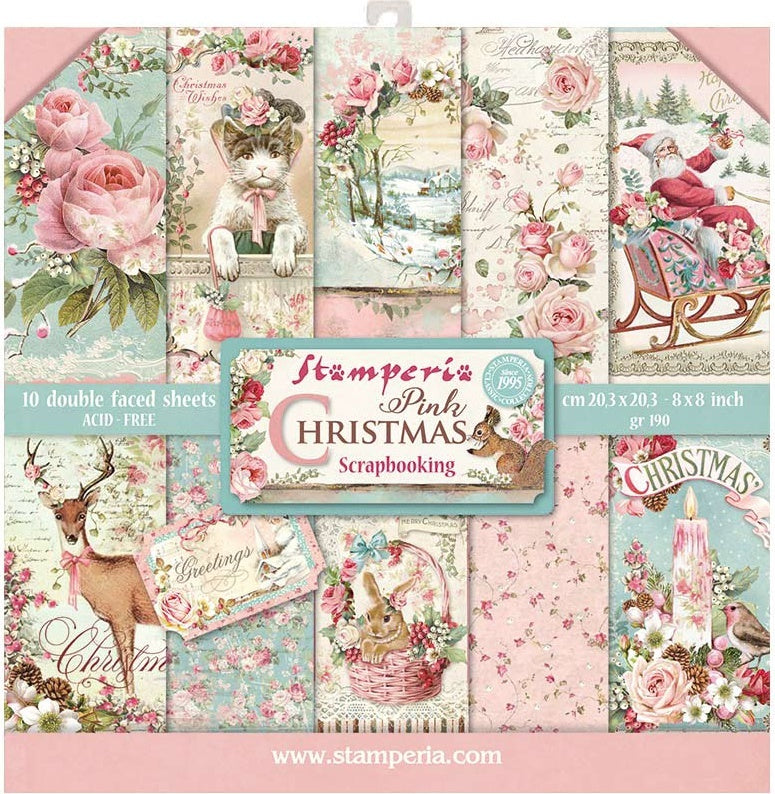 Stamperia Intl Stamperia Double-Sided Paper Pad 8"X8" 10/Pkg - Pink Christmas, 10 Designs/1 Each