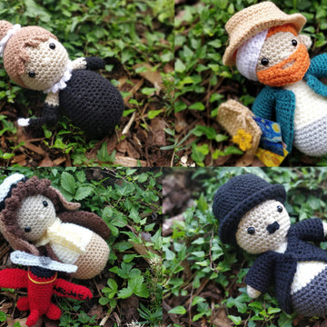 Iconic People Full Set Marilyn Monroe Charlie Chaplin Audrey Hepburn van Gogh Amelia Earhart da Vinci Frida Kahlo Mozart Marie Curie Darwin Queen Elizabeth II Newton Cleopatra Einstein Merkel Gandhi Amigurumi crochet