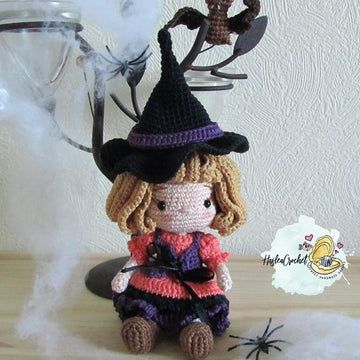 Doll crochet pattern tutorial "Little witch"